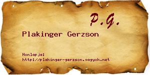 Plakinger Gerzson névjegykártya